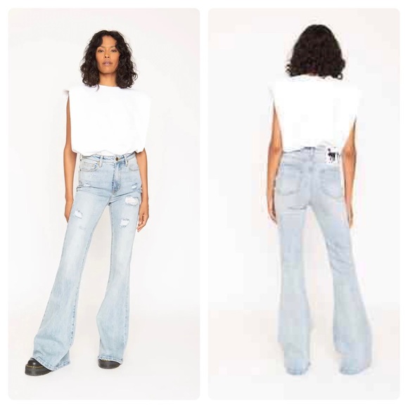 Free People x Sandrine Rose - NWT Distressed Flare Jeans - Picture 3 of 13